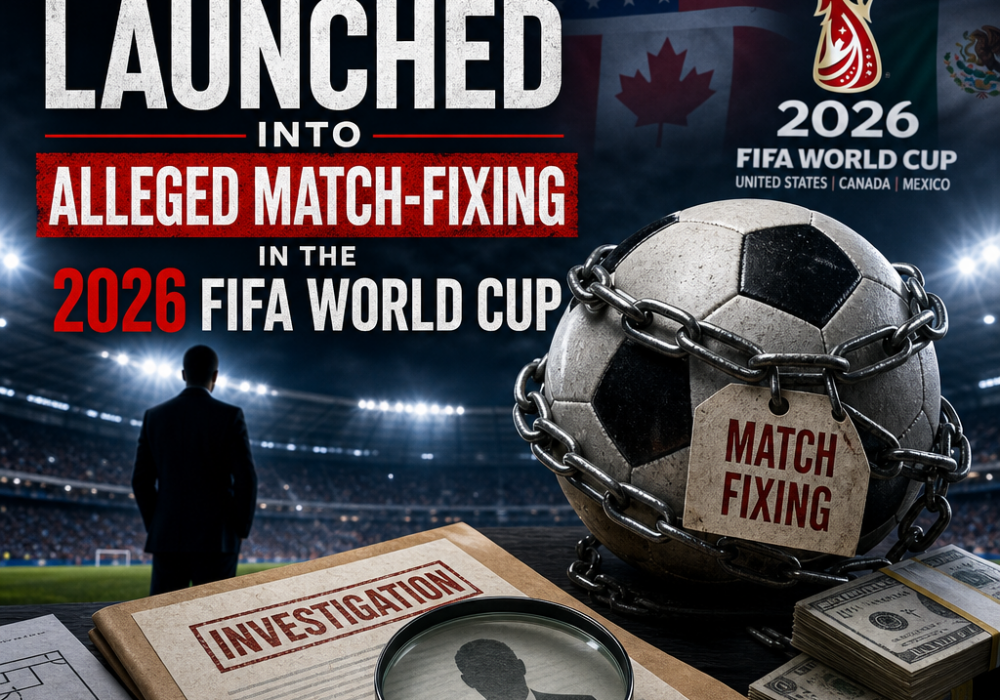 Officials reviewing documents and footage during an investigation into alleged 2026 FIFA World Cup match-fixing.