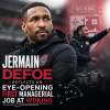 Jermain Defoe speaks at a press conference reflecting on his first managerial job at Woking FC.