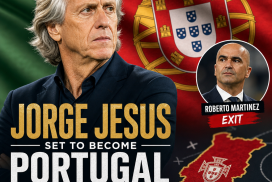 Jorge Jesus smiling, wearing a suit and tie, poised to become Portugal's new football team manager.