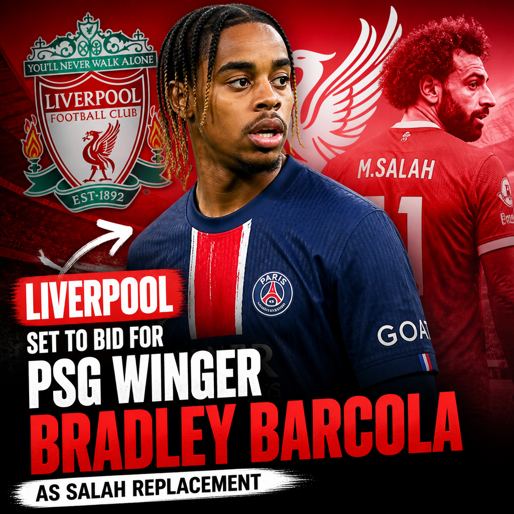 Liverpool's interest in PSG winger Bradley Barcola as a potential Mohamed Salah replacement.