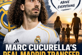 Marc Cucurella in a blue jersey, emphasizing his Real Madrid transfer choice prioritizing family over money.