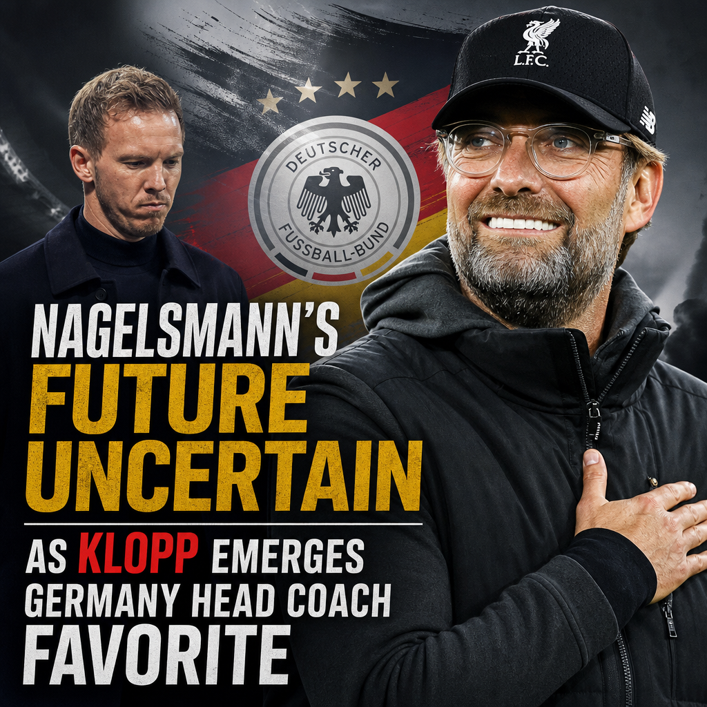 Julian Nagelsmann looks uncertain as Jürgen Klopp emerges as favorite for Germany head coach role.