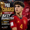 Pau Cubarsí celebrates as Spain's best young defensive player in the World Cup.