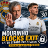 Jose Mourinho blocking Franco Mastantuono's exit during a Real Madrid event after pre-season.
