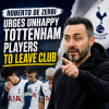 Roberto De Zerbi gestures passionately on the touchline during a Tottenham Hotspur match.