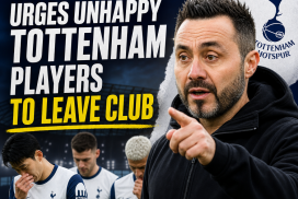 Roberto De Zerbi gestures passionately on the touchline during a Tottenham Hotspur match.