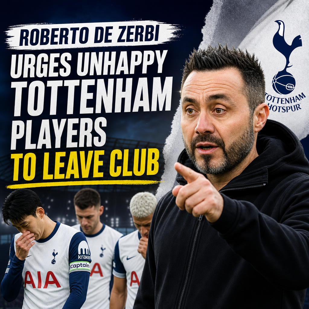 Roberto De Zerbi gestures passionately on the touchline during a Tottenham Hotspur match.