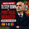 Roberto Martinez speaking at a press conference announcing his resignation as Portugal manager.