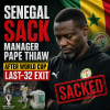 Senegal football manager Pape Thiaw seated at a press conference after World Cup last-32 exit.