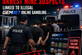 Singapore police arrest nine suspects involved in illegal GemBet online gambling operations.