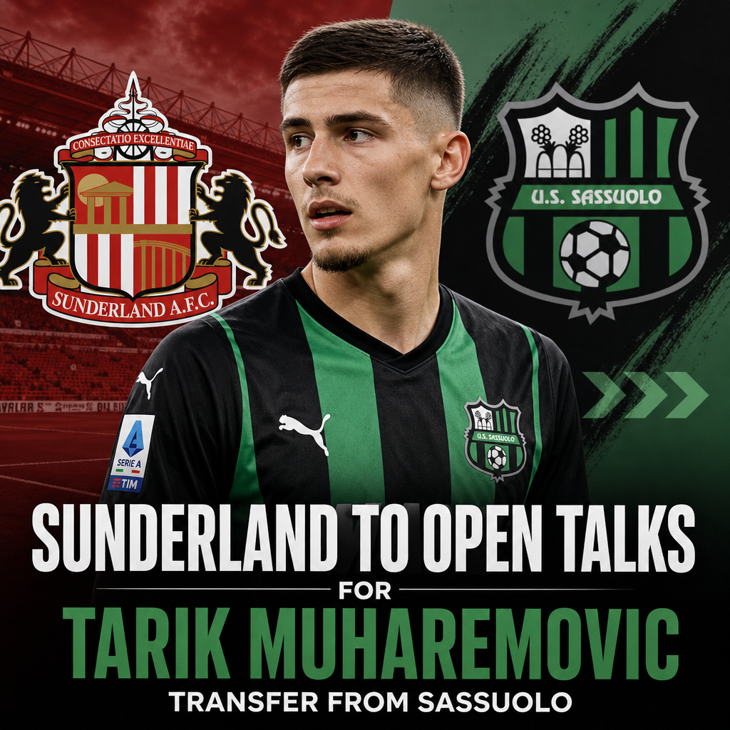 Sunderland officials meeting to discuss the transfer of Tarik Muharemovic from Sassuolo.