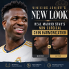 Vinícius Júnior smiling, highlighting his natural-looking chin after non-surgical harmonization treatment.