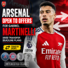 Arsenal possibly selling Gabriel Martinelli, with PSG, Bayern Munich, and Juventus interested before transfer deadline.