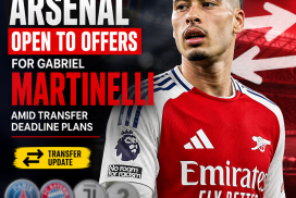 Arsenal possibly selling Gabriel Martinelli, with PSG, Bayern Munich, and Juventus interested before transfer deadline.