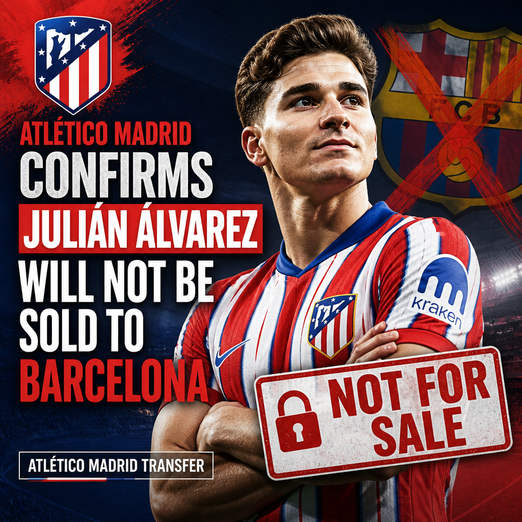 Atlético Madrid's official statement denying the sale of Julián Álvarez to Barcelona.