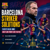Tactical diagram showing Barcelona's striker solutions with Flick’s false-nine and fluid front-line movements.