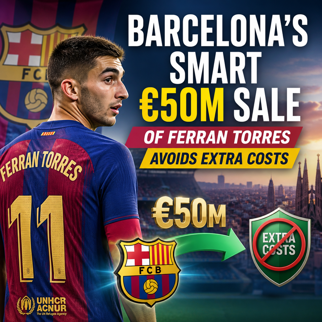 Ferran Torres celebrating in a Barcelona jersey during his €50 million transfer sale.