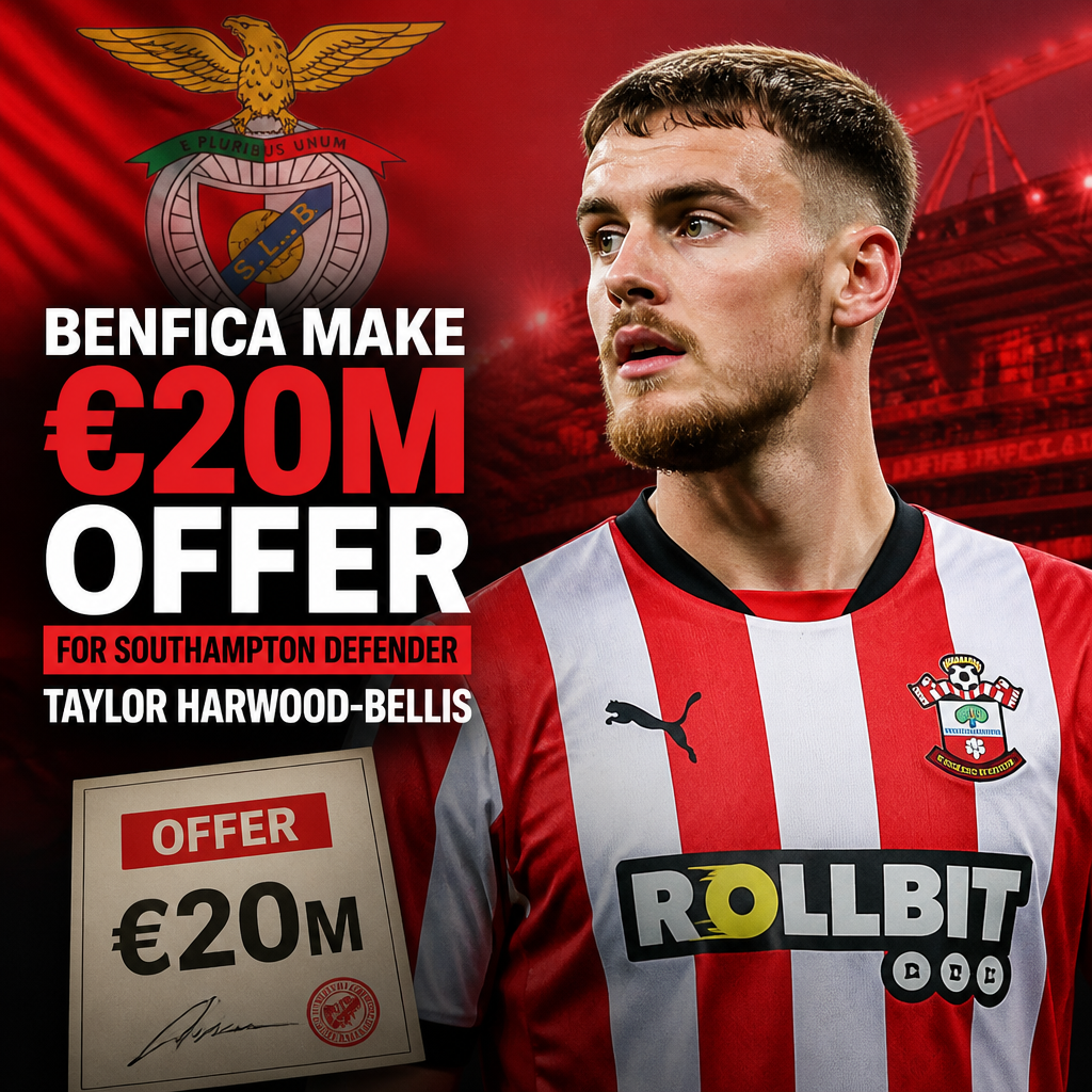 Benfica officials presenting a €20 million offer for Southampton defender Taylor Harwood-Bellis.