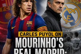 Carles Puyol speaking during an interview about Mourinho's strong Real Madrid team.