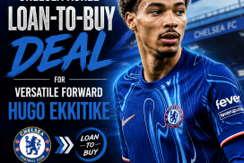 Chelsea FC players celebrate as Hugo Ekkitike signs a loan-to-buy deal, wearing the club's blue kit.