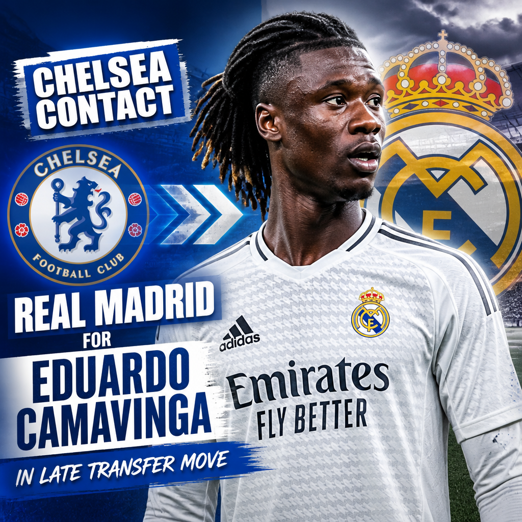 Real Madrid officials and scouts discuss transfer plans amid Chelsea's Eduardo Camavinga interest.