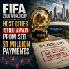 Map showing FIFA Club World Cup host cities with icons indicating delayed $1 million payments for 2025.