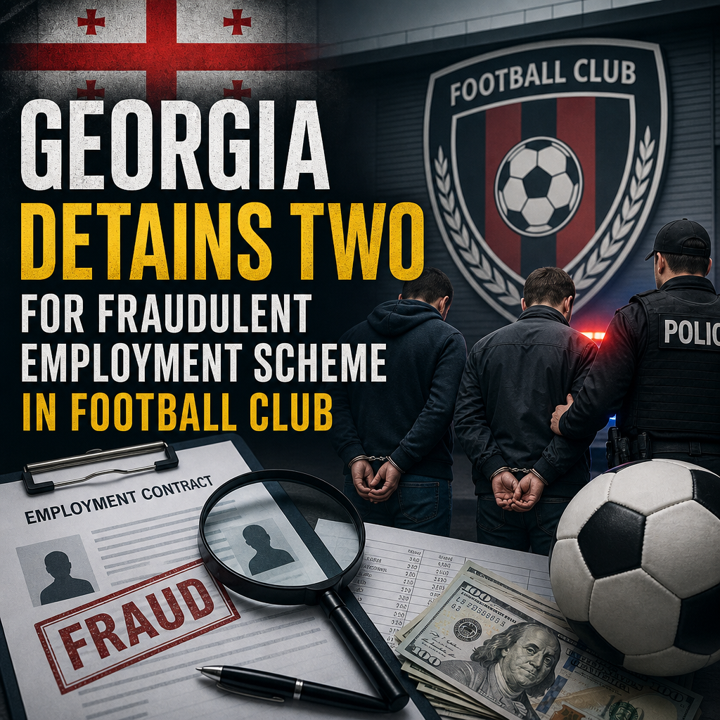 Two individuals detained by Georgia authorities for a fraudulent employment scheme at a football club.