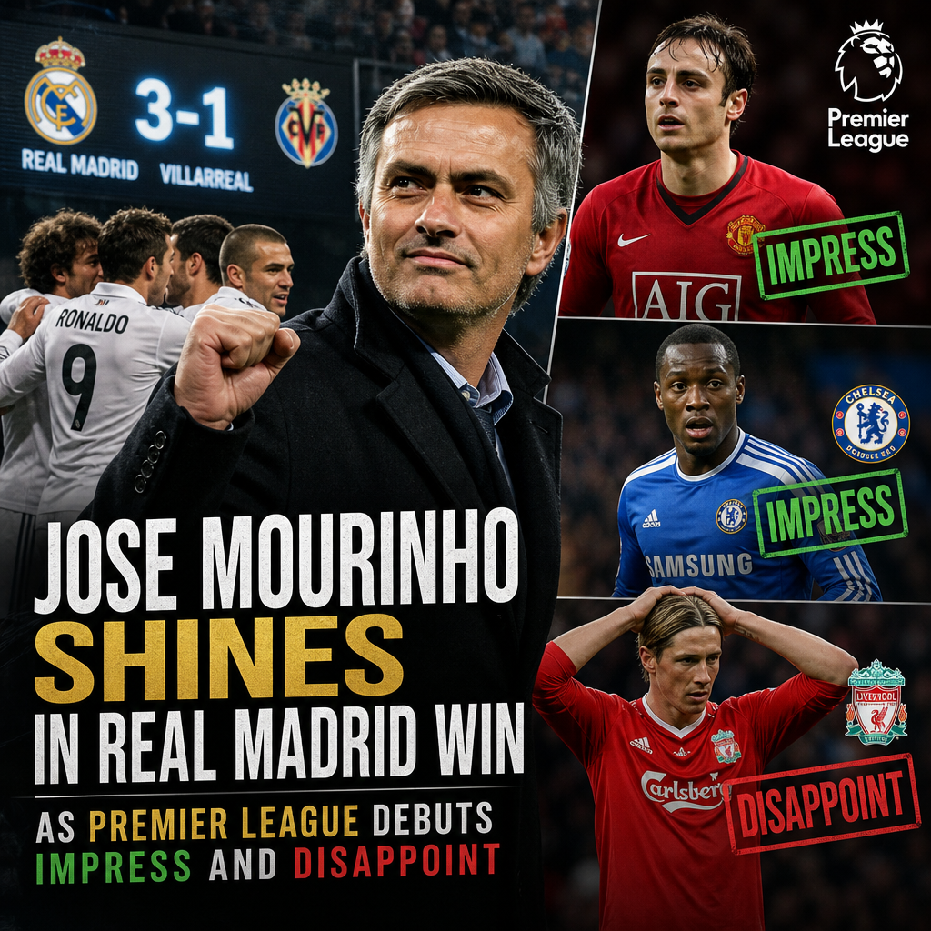 Jose Mourinho celebrates on the sidelines after Real Madrid's 3-1 win over Villarreal.
