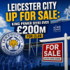 Leicester City Football Club stadium with King Power signage, symbolizing the club's sale valued over £200 million.