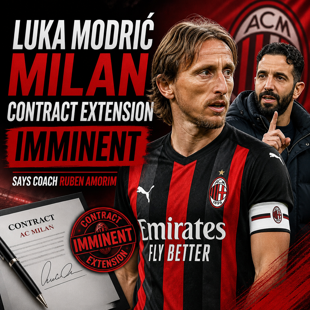 Luka Modrić in AC Milan jersey during a match, signaling his imminent contract extension with the club.