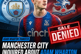 Crystal Palace officials shaking hands with Manchester City representatives during Adam Wharton transfer talks.