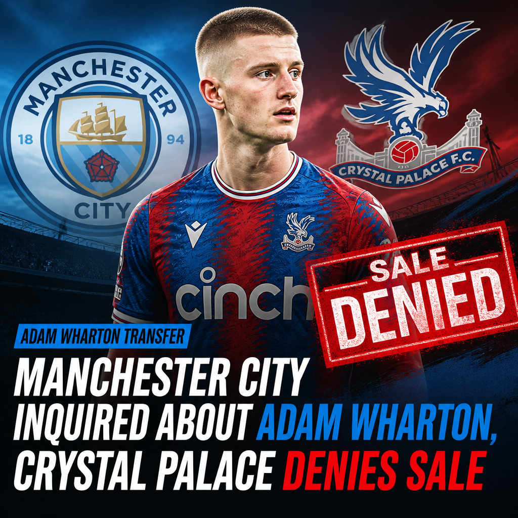 Crystal Palace officials shaking hands with Manchester City representatives during Adam Wharton transfer talks.