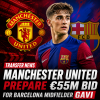 Manchester United's Gavi prepares to negotiate a €55 million transfer bid with Barcelona.