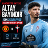 Altay Bayindir in Manchester United kit holding a Celta Vigo jersey, smiling for the camera.