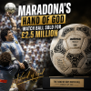Diego Maradona's 1986 World Cup match ball with handprint, sold for £2.5 million.