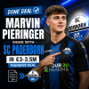 Marvin Pieringer signs contract with SC Paderborn, smiling and shaking hands with club officials.