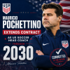 Mauricio Pochettino signing a contract extension as US Soccer head coach in an office setting.