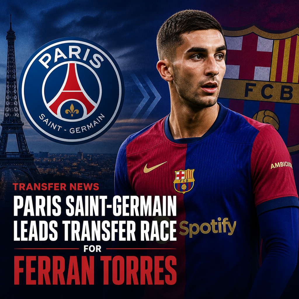 Ferran Torres plays for Barcelona, with Paris Saint-Germain interested in signing him in the transfer race.