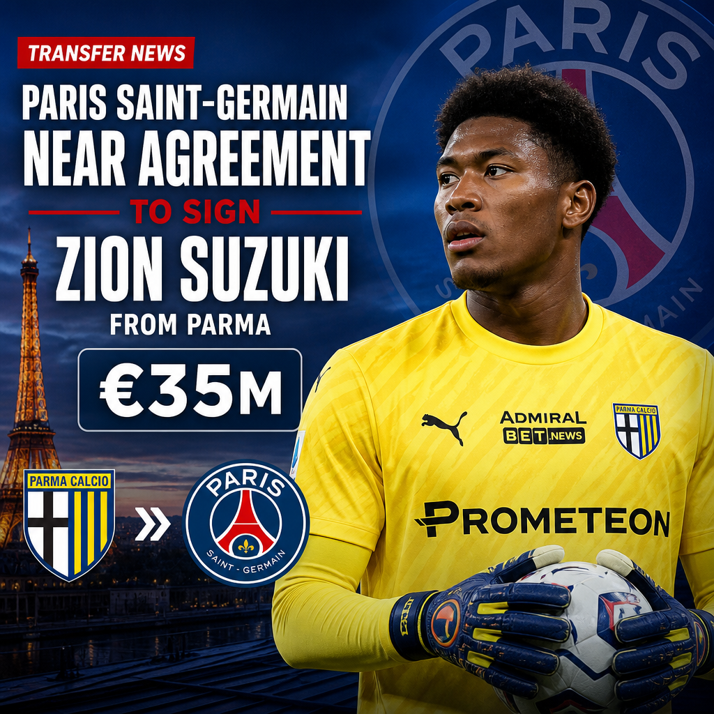 Paris Saint-Germain goalkeeper Zion Suzuki in action wearing a purple jersey during a match.
