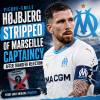 Pierre-Emile Højbjerg in Marseille jersey looking serious after being stripped of captaincy.
