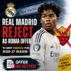 Real Madrid and Roma officials discuss transfer deal with Endrick in the background during a football negotiation.