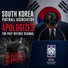 South Korea Football Association officials bow deeply during a public apology for a past referee scandal.
