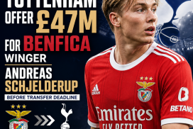 Tottenham's official offer letter of £47 million for Benfica winger Andreas Schjelderup before the transfer deadline.