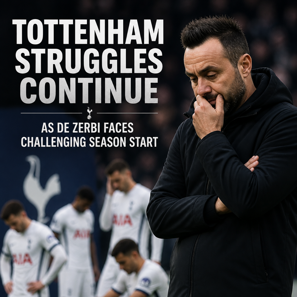 Tottenham Hotspur coach De Zerbi looks concerned on the sidelines during a tough early season match.