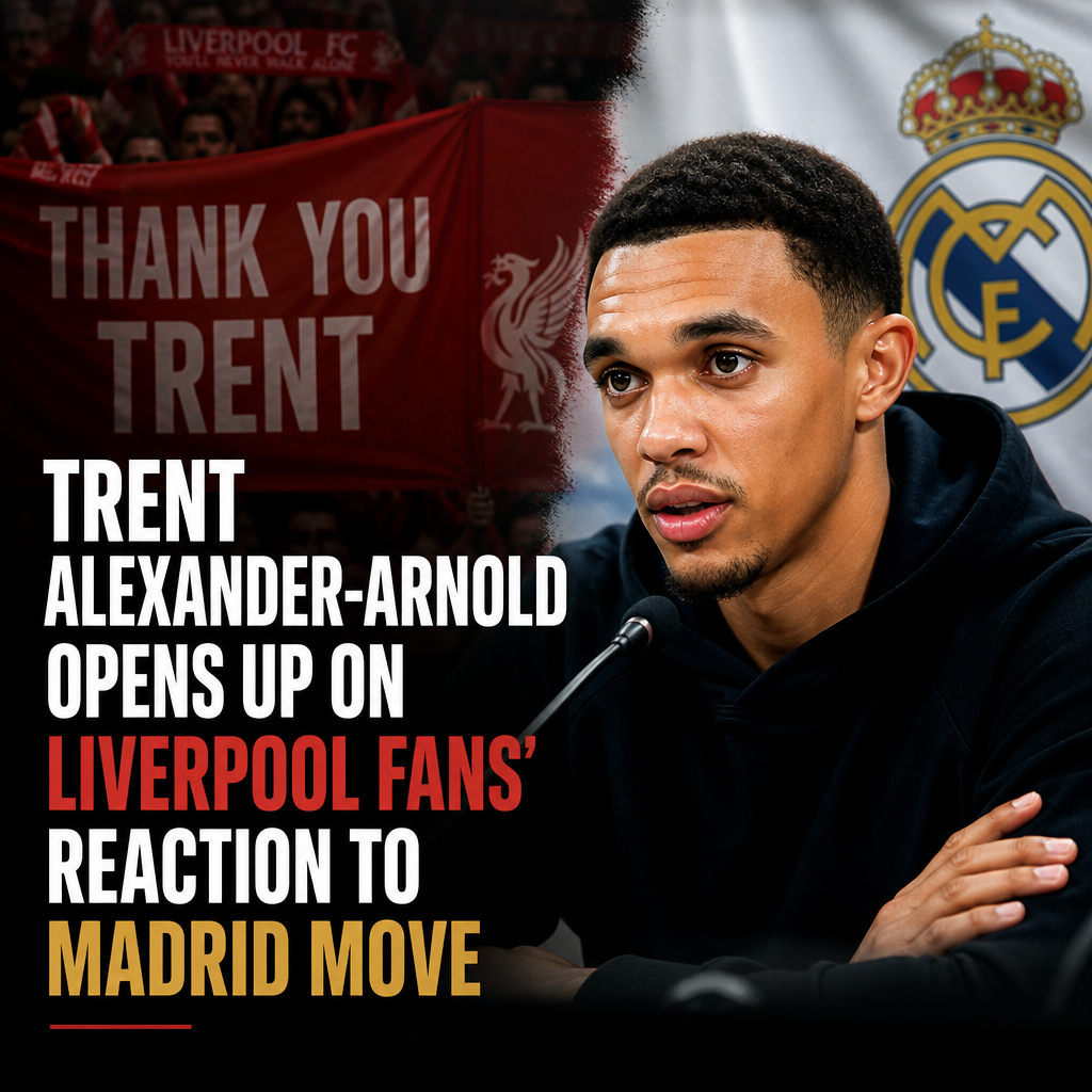 Trent Alexander-Arnold speaking in an interview about Liverpool fans and his Real Madrid transfer.