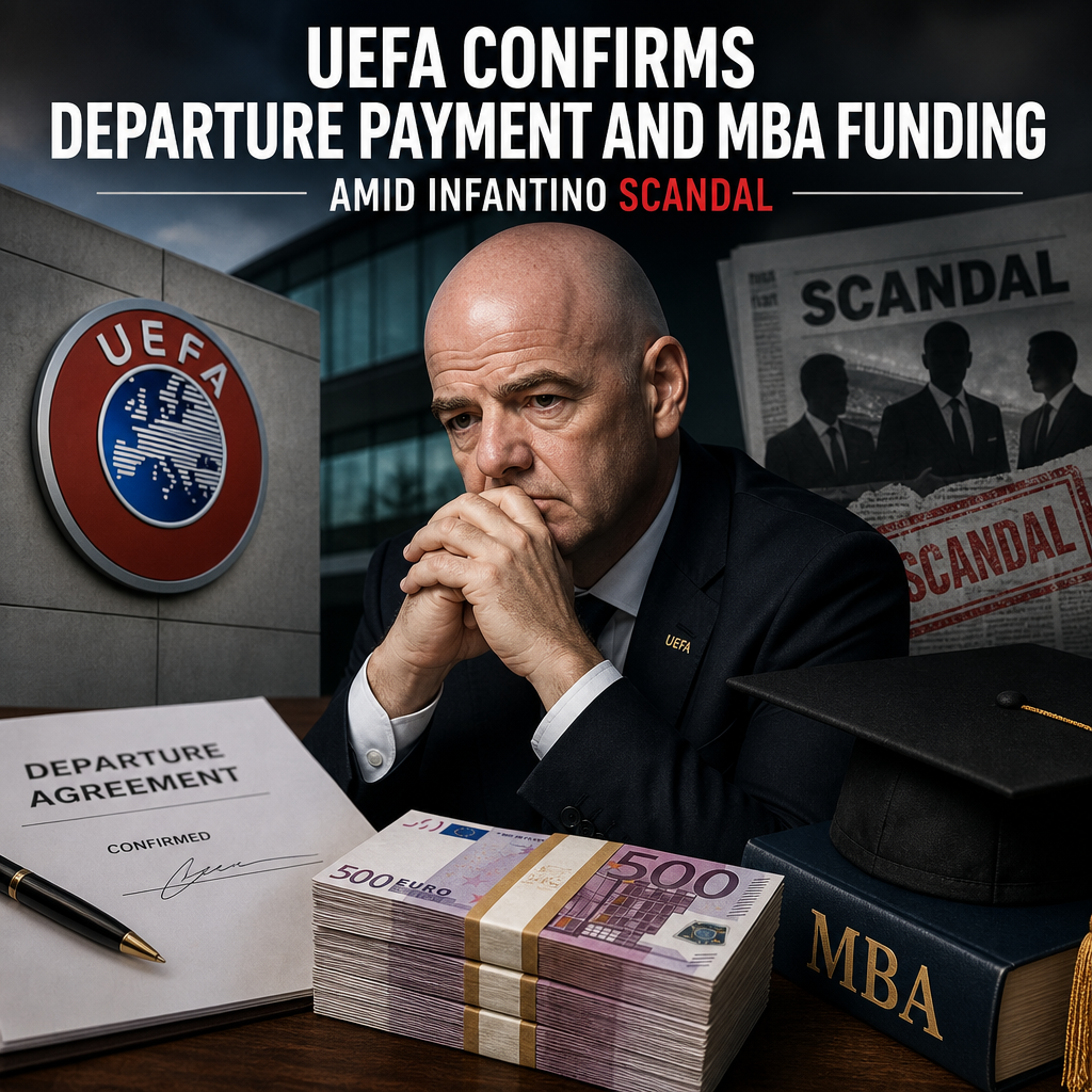 Documents, cash, and a pen on a table related to UEFA's payment and funding amid the Infantino scandal.