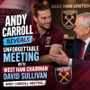 Andy Carroll and West Ham United chairman David Sullivan shaking hands during a memorable meeting.