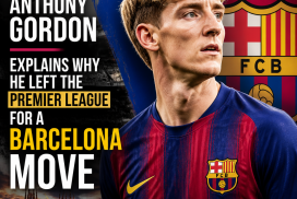 Anthony Gordon speaking in an interview, explaining his transfer from the Premier League to Barcelona.