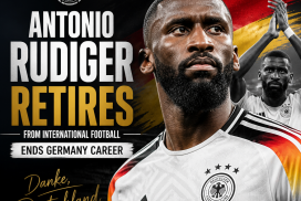 Antonio Rudiger speaking at a press conference, announcing his retirement from international football with Germany.