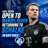 Axel Hefer speaking with a microphone, expressing openness to Manuel Neuer returning to Schalke in any role.